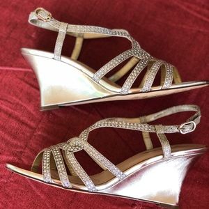 Touch By Nina Gold Wedge Sequined Sandals